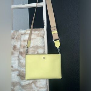Tory Burch Pebbled Leather Crossbody - Bright Yellow